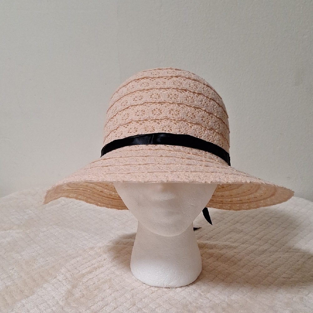 Elegant Oink Sun Hat with Black Ribbon